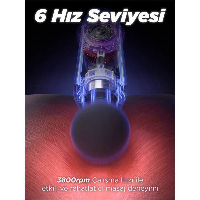 Auhma AMG6 Masaj Tabancası – 6 Kademeli, Derin Doku Masajı, Yüksek Tork Motor