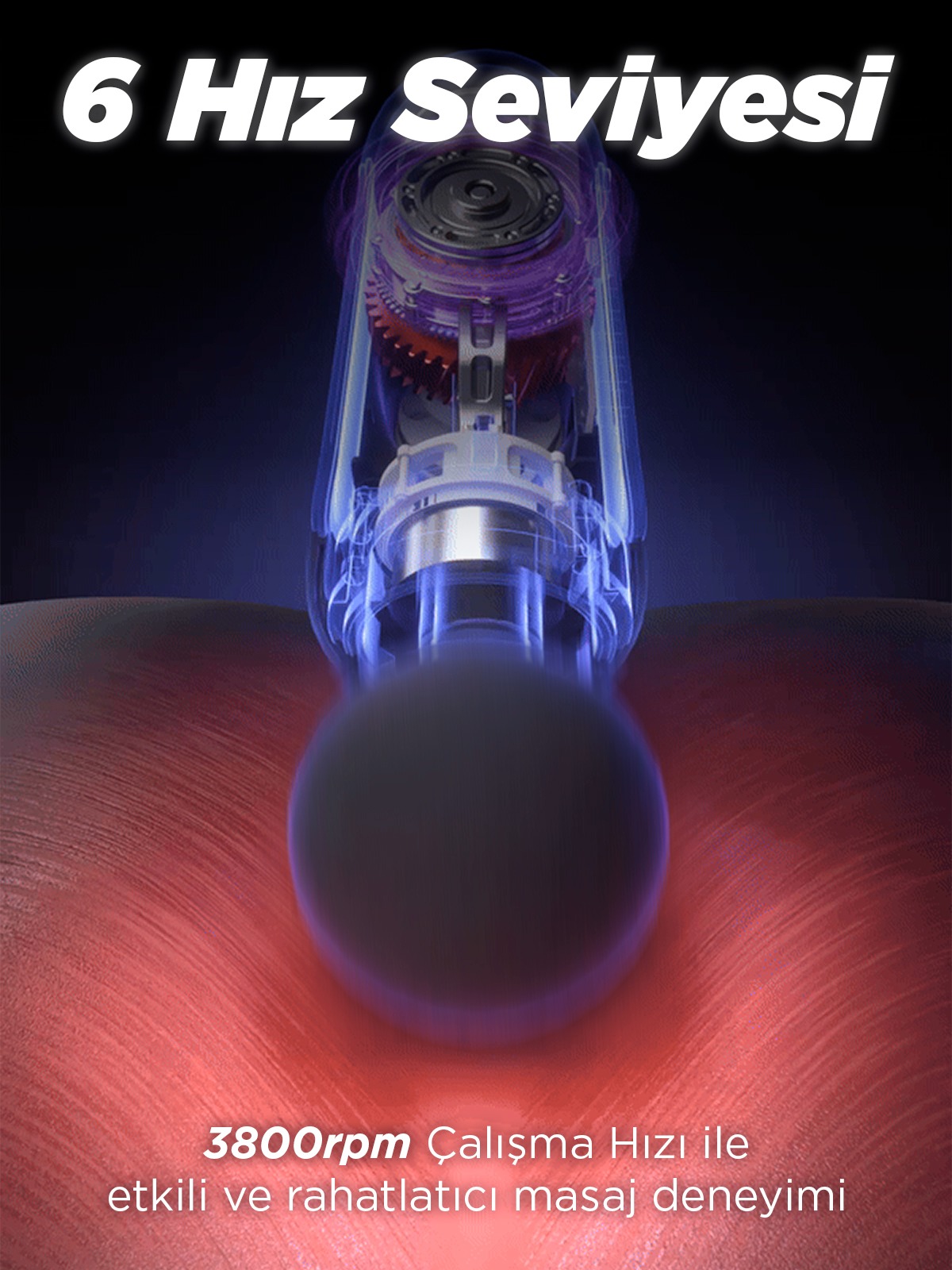 Auhma AMG6 Masaj Tabancası – 6 Kademeli, Derin Doku Masajı, Yüksek Tork Motor