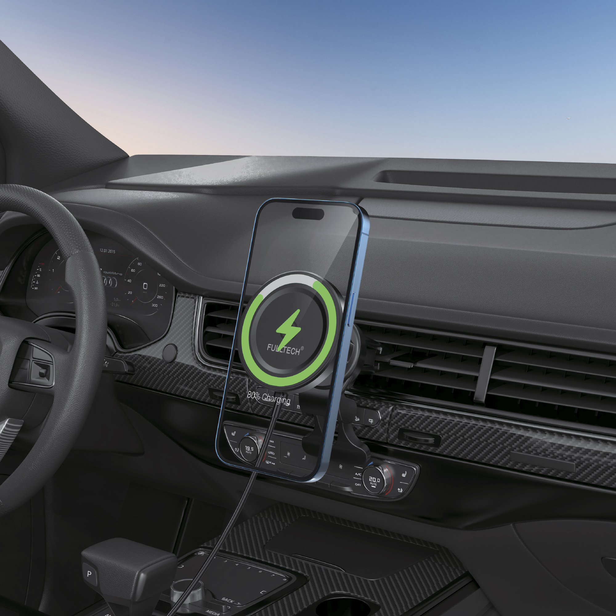 Fulltech FHD14 15W Kablosuz Mıknatıslı Araç İçi Telefon Tutucu