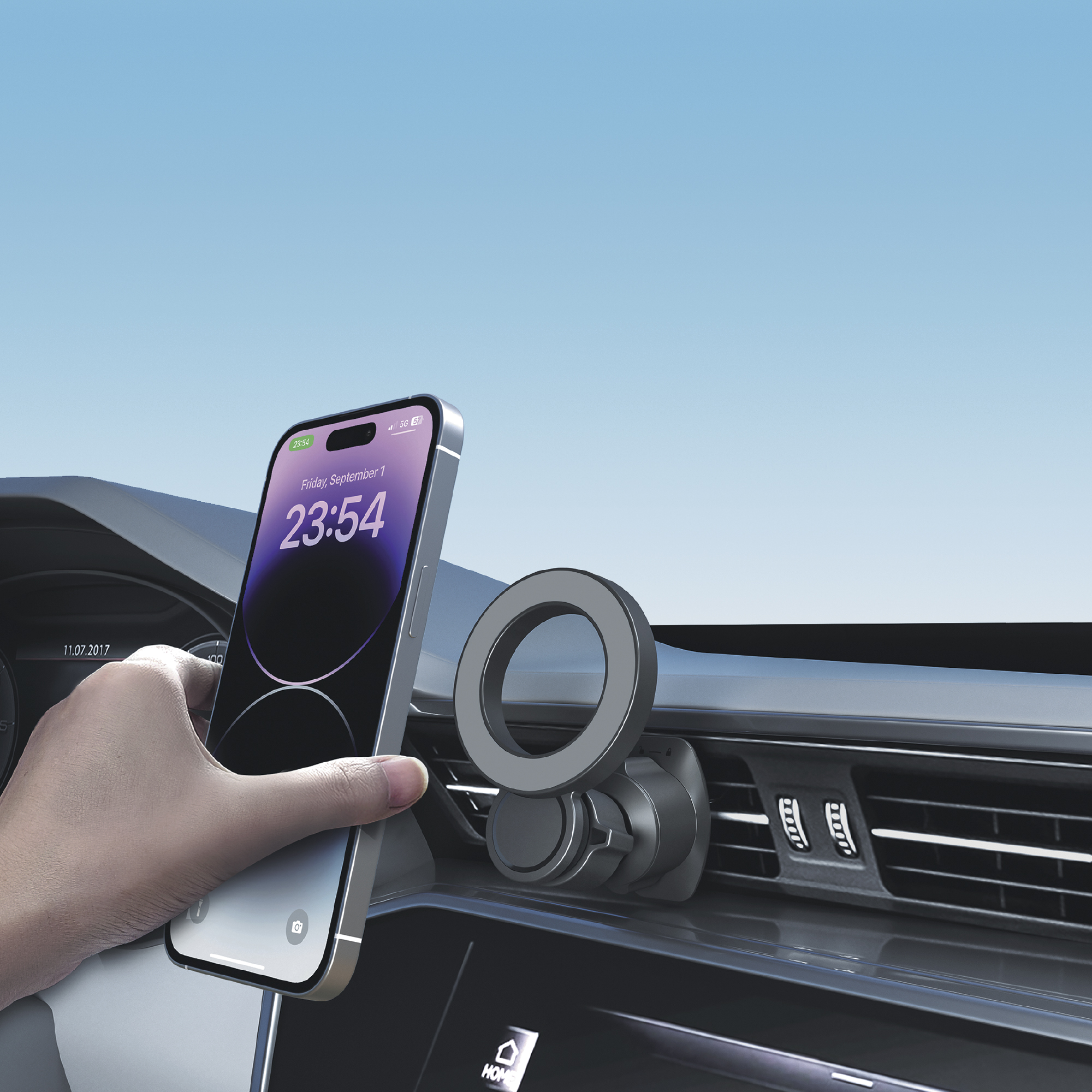 Fulltech FHD12 Magsafe Uyumlu 360° Döner Mıknatıslı Araç İçi Telefon Tutucu