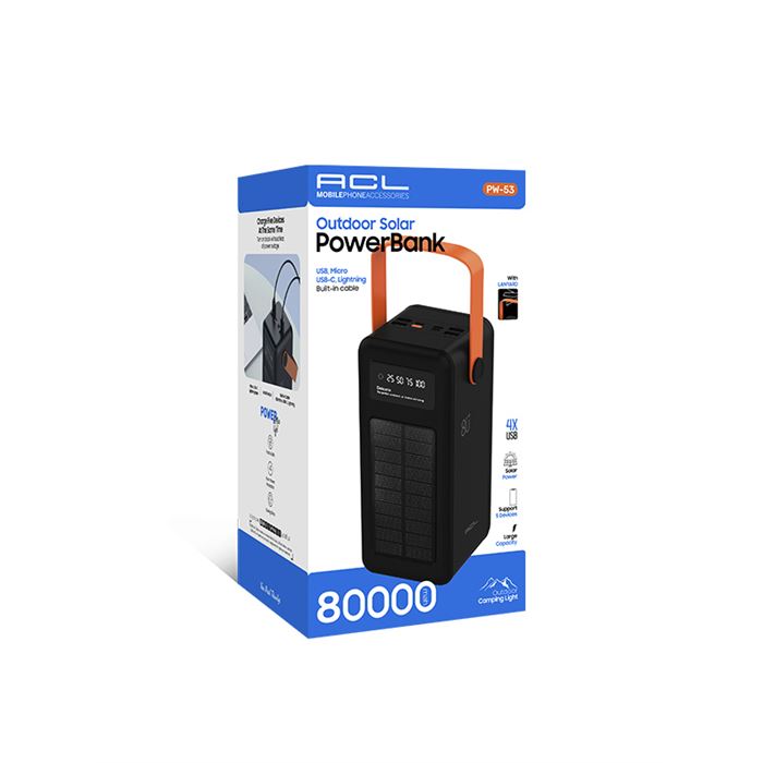 ACL PW-53 80.000mAh Solar Powerbank - Yüksek Kapasiteli Taşınabilir Güneş Enerjili Şarj Cihazı