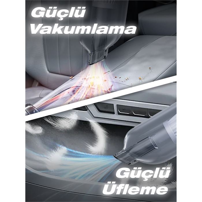 Auhma AHV-01 Kablosuz Güçlü Araç Süpürgesi ve Hava Üfleyici | 16000PA Vakum Gücü | 3 Kademeli Hız | 9 Parça Aksesuar