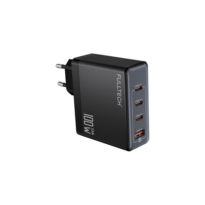 Fulltech FC24 100W GaN Hızlı Şarj Adaptörü | 3x USB-C + 1x USB-A Çoklu Port | Laptop & Telefon Uyumlu | PD Power Delivery