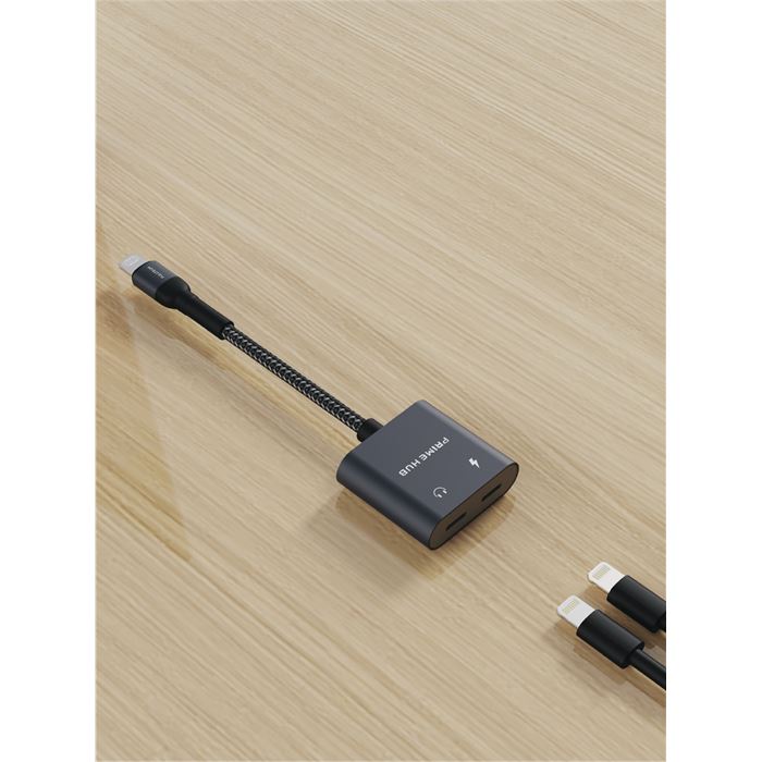 Fulltech FH12 12W 2in1 Lightning Çoklayıcı Hub - Çift Lightning Girişli, Hızlı Şarj ve Ses Aktarımlı