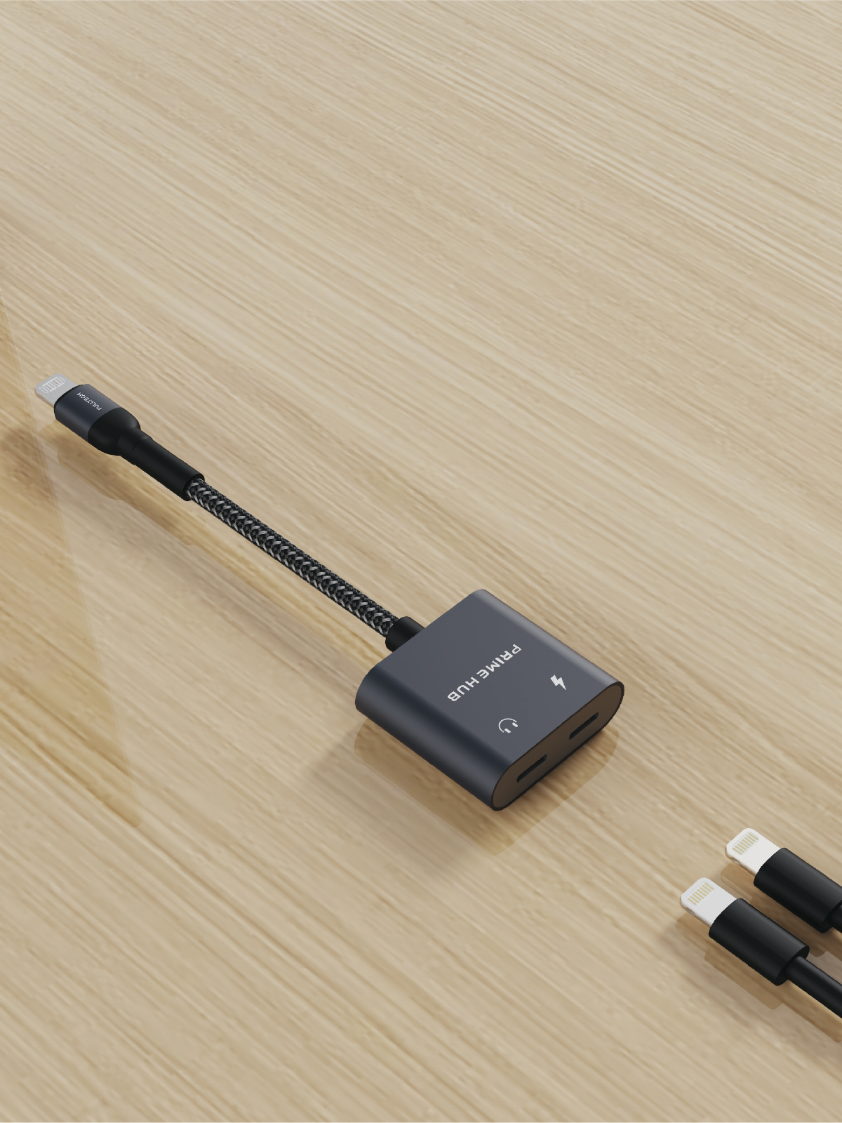 Fulltech FH12 12W 2in1 Lightning Çoklayıcı Hub - Çift Lightning Girişli, Hızlı Şarj ve Ses Aktarımlı