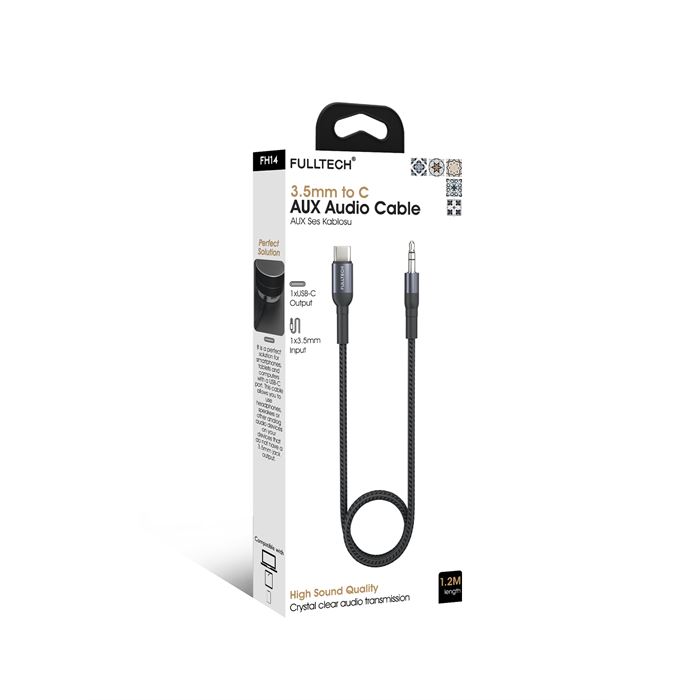 Fulltech FH14 USB Type-C to 3.5mm AUX Ses Kablosu - 1.2 Metre