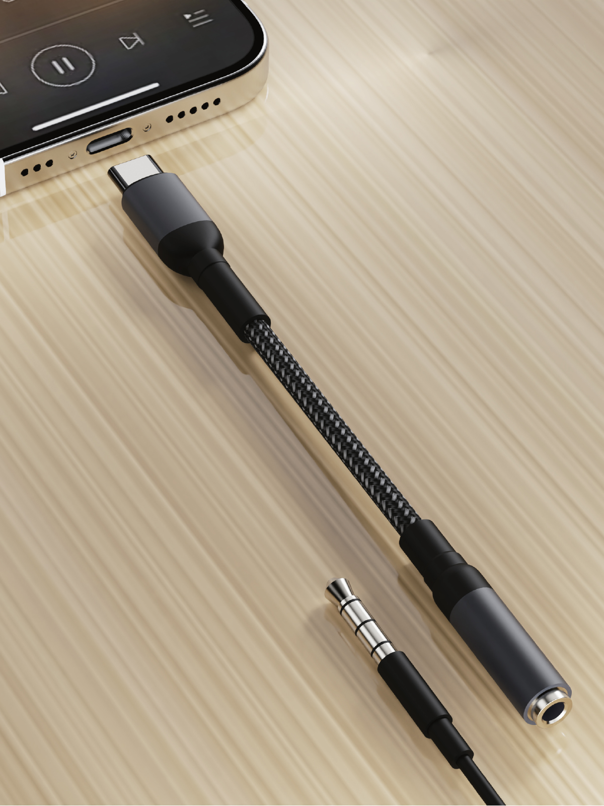 Fulltech FH15 Type-C to 3.5mm AUX Dönüştürücü Ses Kablosu - 12 cm