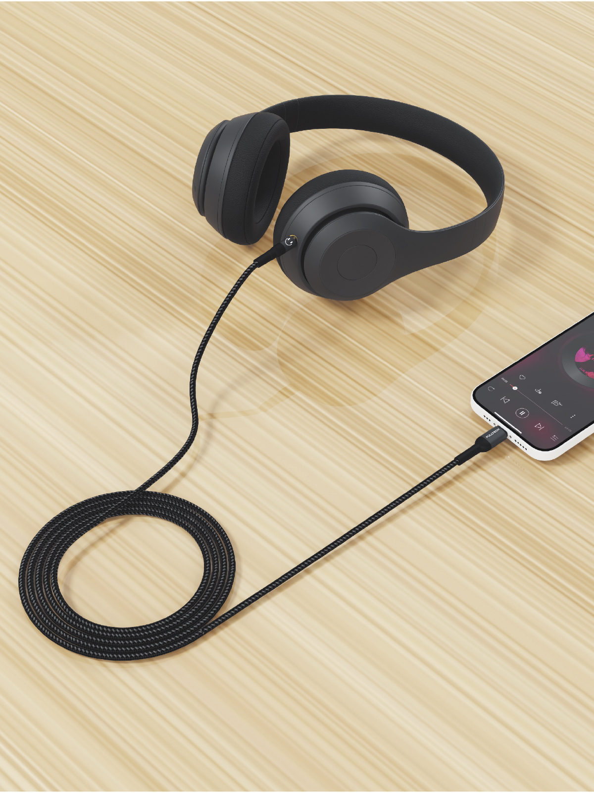 Fulltech FH16 Lightning to 3.5mm AUX Ses Kablosu 1.2 Metre – Dayanıklı ve Esnek Tasarım