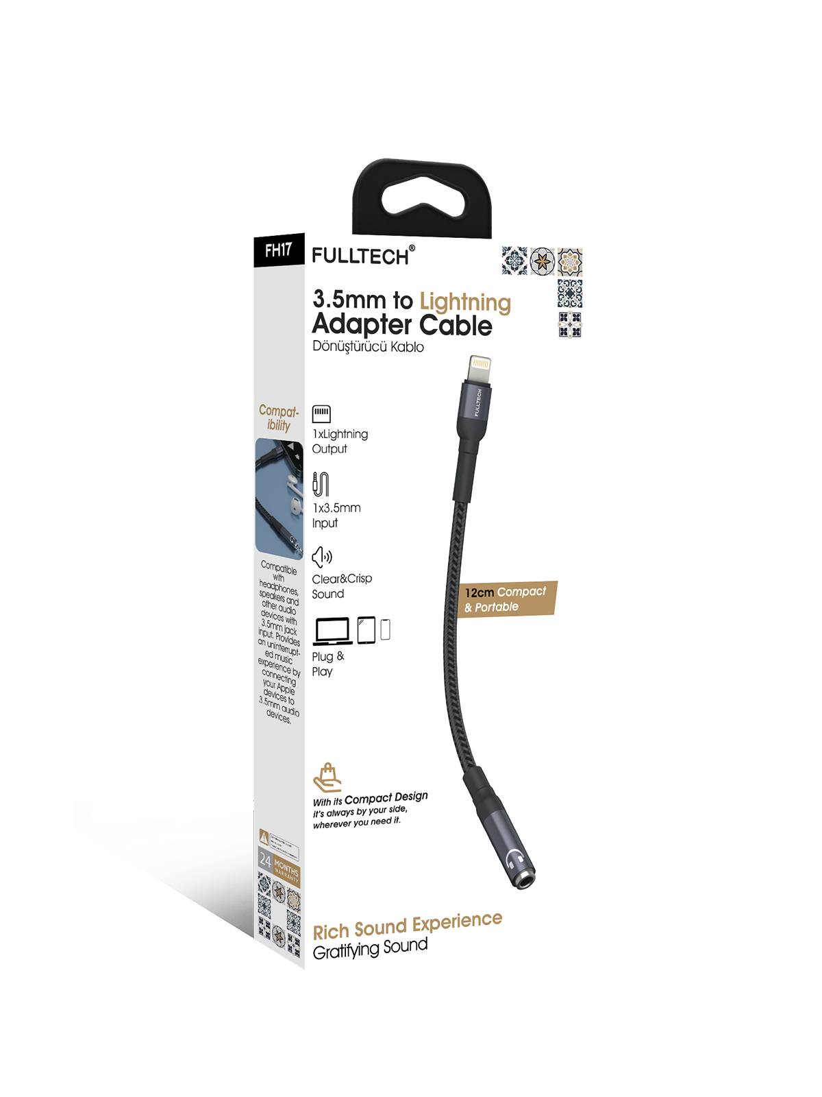 Fulltech FH17 3.5mm to Lightning Dönüştürücü Kablo | iPhone Uyumlu AUX Adaptör