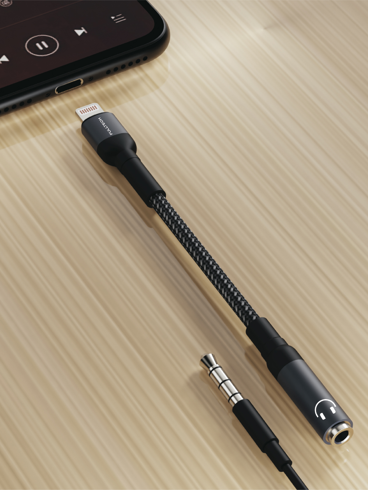 Fulltech FH17 3.5mm to Lightning Dönüştürücü Kablo | iPhone Uyumlu AUX Adaptör