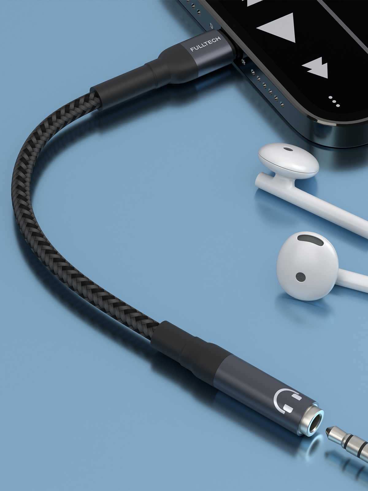 Fulltech FH17 3.5mm to Lightning Dönüştürücü Kablo | iPhone Uyumlu AUX Adaptör