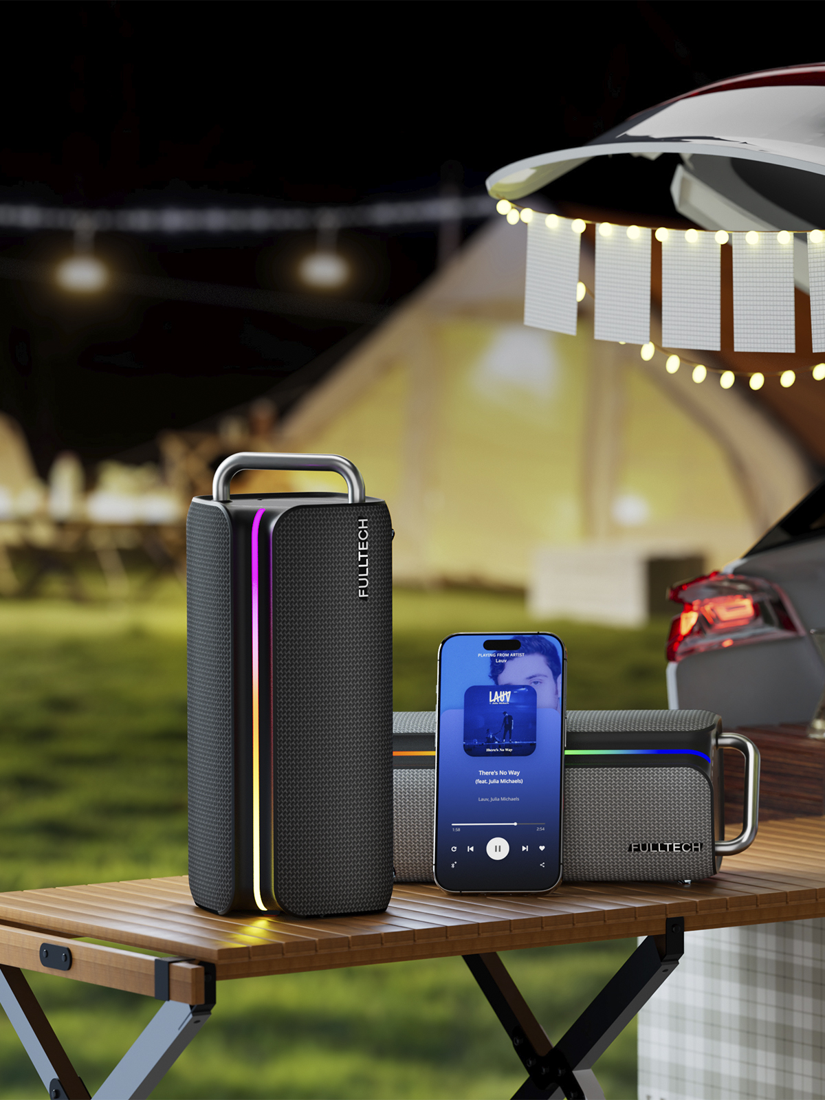 Fulltech FXS2 Taşınabilir Kablosuz Bluetooth Hoparlör Siyah | 120W Güç, RGB Işık, IPX4 Su Geçirmez, TWS, 8000mAh