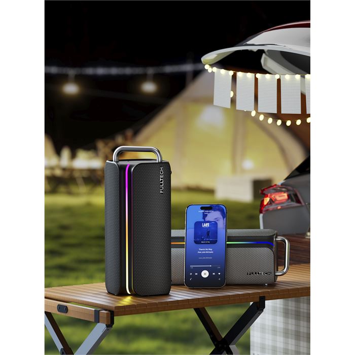 Fulltech FXS2 Taşınabilir Kablosuz Bluetooth Hoparlör Gri | 120W Güç, RGB Işık, IPX4 Su Geçirmez, TWS, 8000mAh
