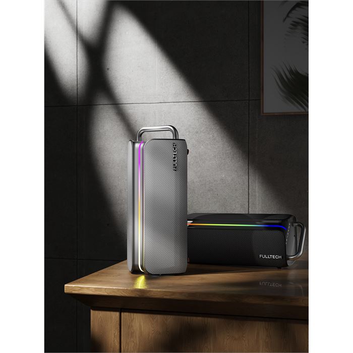 Fulltech FXS2 Taşınabilir Kablosuz Bluetooth Hoparlör Gri | 120W Güç, RGB Işık, IPX4 Su Geçirmez, TWS, 8000mAh