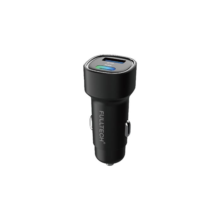 Fulltech FC16 48W Hızlı Şarjlı Araç Şarj Cihazı | USB-C & USB Çift Giriş | C to C Kablo Dahil | Renkli Işıklı Port | 30W PD + 18W QC