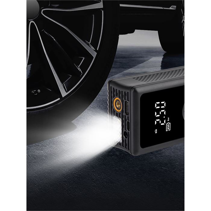 Auhma A6699 Kablosuz Dijital Araç Hava Kompresörü | 150 PSI | 4000mAh | 4 USB | LCD Ekranlı & LED Işıklı Şarjlı Şişirme Pompası