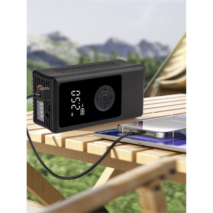 Auhma A6699 Kablosuz Dijital Araç Hava Kompresörü | 150 PSI | 4000mAh | 4 USB | LCD Ekranlı & LED Işıklı Şarjlı Şişirme Pompası