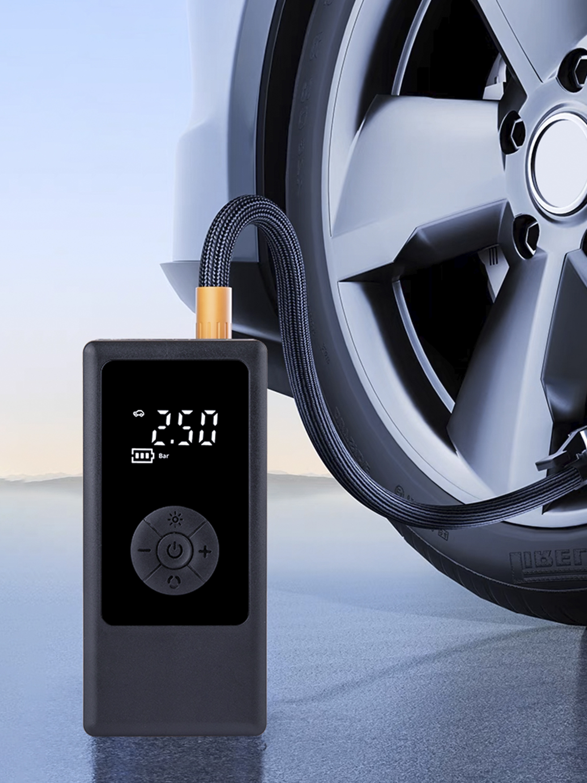 Auhma A6699 Kablosuz Dijital Araç Hava Kompresörü | 150 PSI | 4000mAh | 4 USB | LCD Ekranlı & LED Işıklı Şarjlı Şişirme Pompası