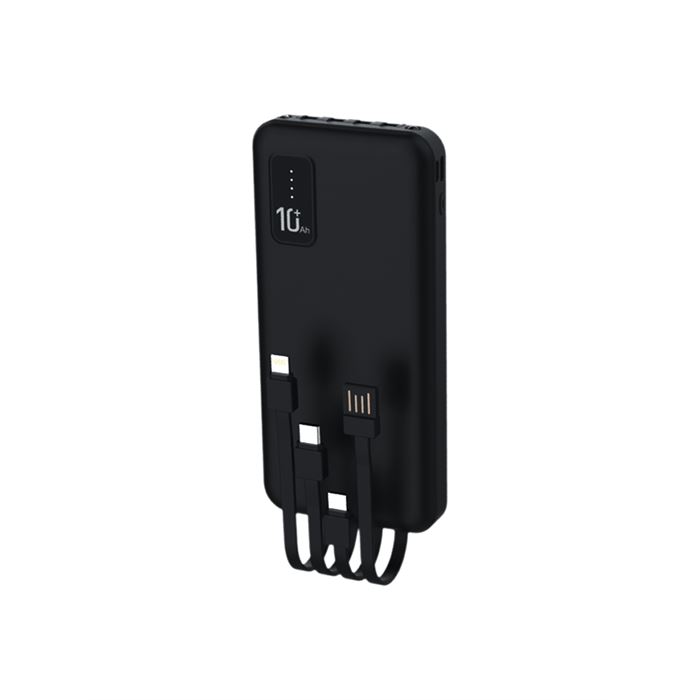 Blic BPB4 10.000mAh LED Işıklı Powerbank Siyah | 4 Cihaz Aynı Anda Şarj | Dahili 3in1 Kablo