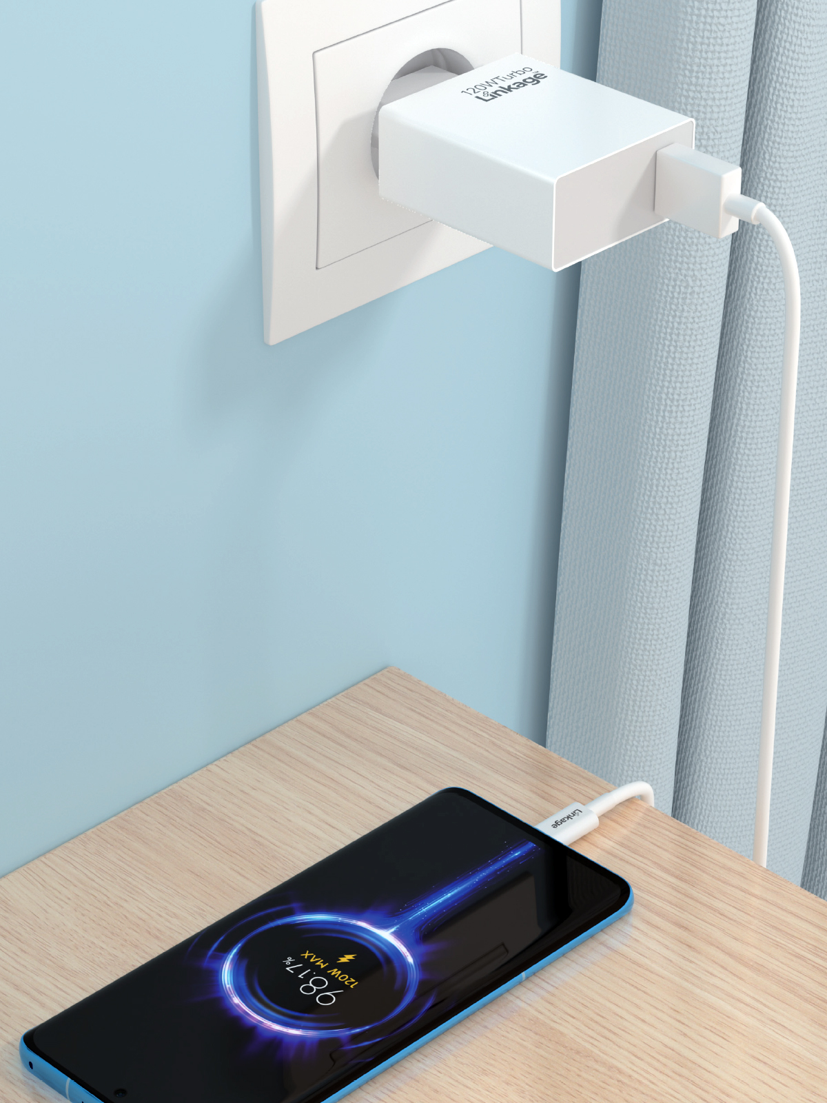 Linkage 12WL 120W Turbo Hızlı Şarj Adaptörü + 1m USB-A to Type-C Kablo | Tek Port | Ev & Seyahat Tipi