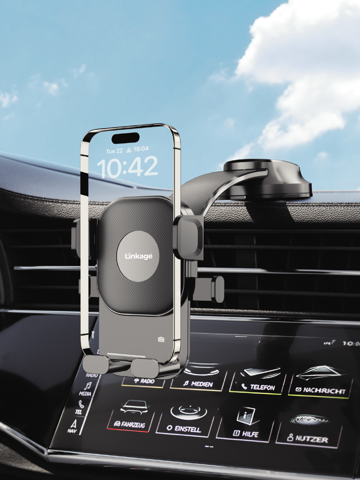 Linkage LKH-41 Vantuzlu Araç İçi Telefon Tutucu | 360° Döner Başlık | Tek Tuşla Sabitleme | Ön Cam & Torpido Uyumlu