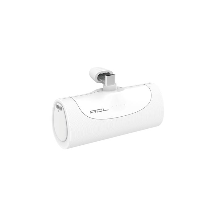 ACL PW-101 Mini Kapsül Powerbank 3000mAh Beyaz | USB-C Giriş & Çıkış | LED Göstergeli | Telefon Standı Tasarımı