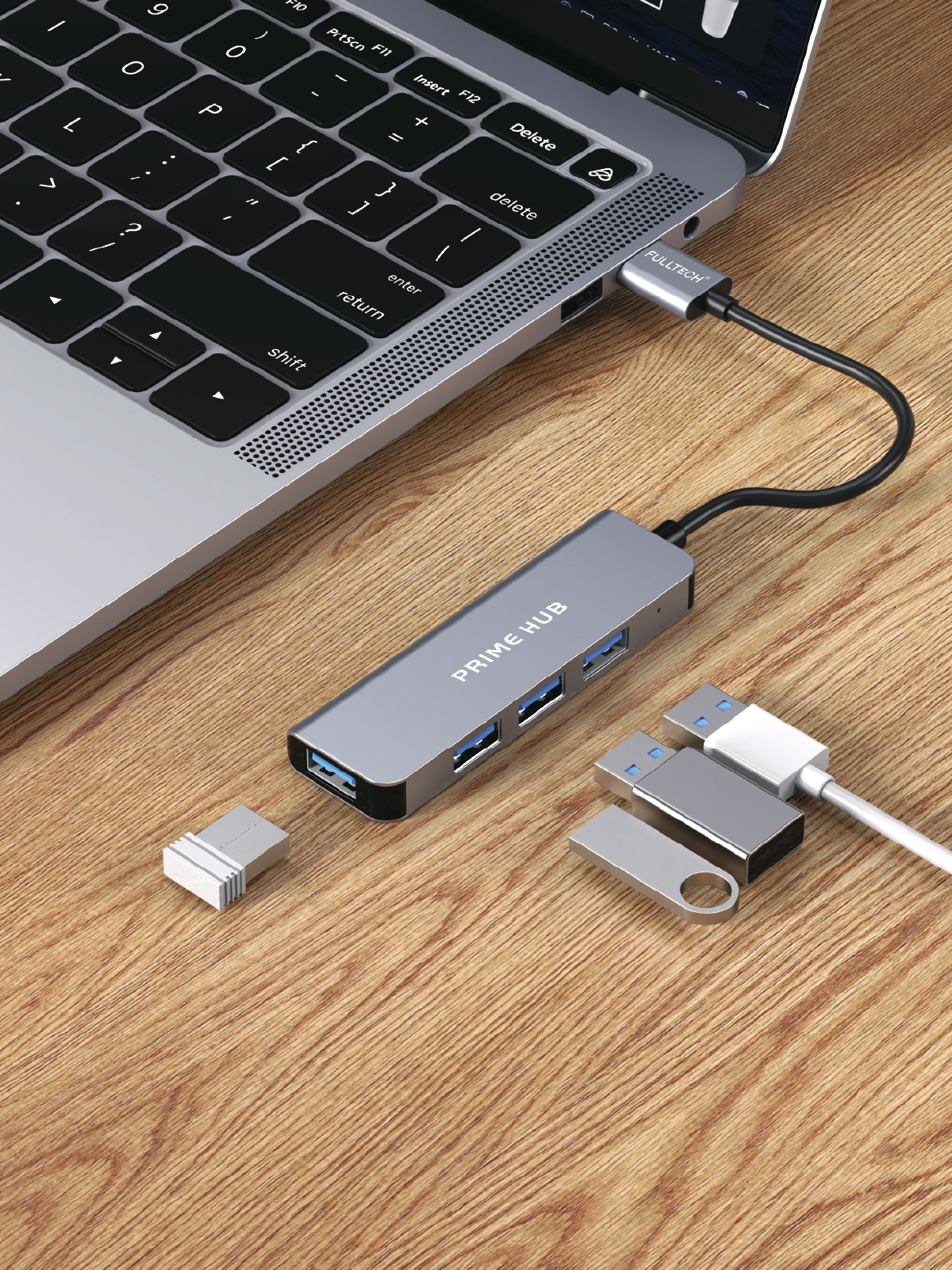 Fulltech FH25 USB-A 4'lü Çoklayıcı | 3x USB 2.0 + 1x USB 3.0 | Hızlı Veri Aktarımı | Tak-Çalıştır Destekli | Alüminyum Gövde