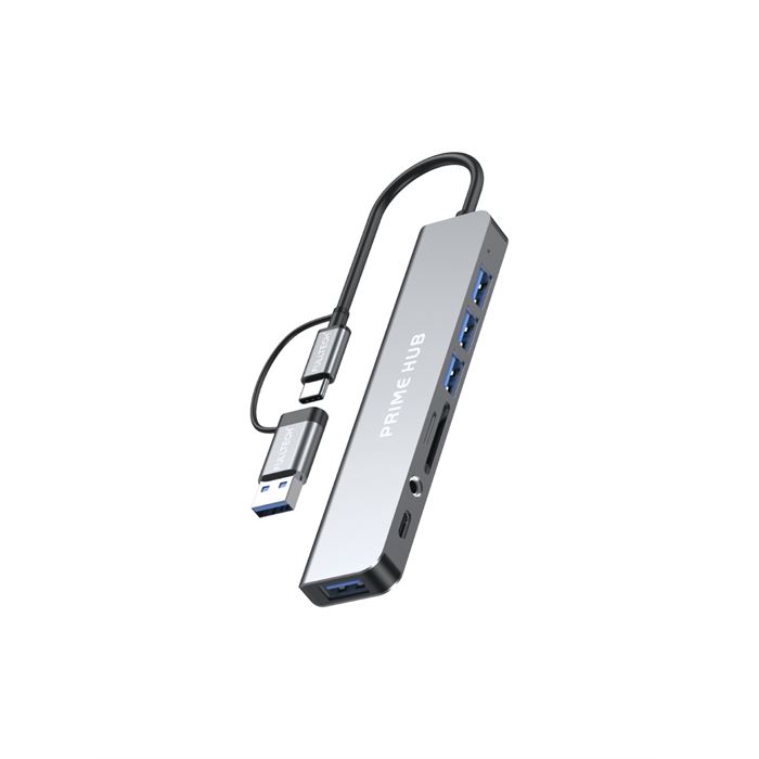 Fulltech FH27 USB-C + A 8-in-2 Çoklayıcı | 5Gbps Hız | SD Kart Okuyucu | 3.5mm Jack | Alüminyum Gövde