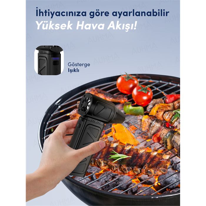 Auhma AHV-12 Turbo Jet Fan 130.000RPM Fırçasız Motorlu Elektrikli Hava Kompresörü – 4 Vitesli, Taşınabilir Çantalı