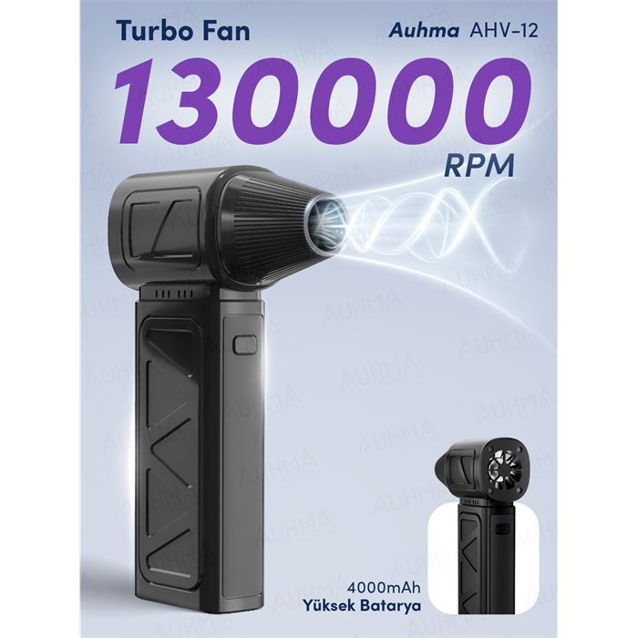 Auhma AHV-12 Turbo Jet Fan 130.000RPM Fırçasız Motorlu Elektrikli Hava Kompresörü – 4 Vitesli, Taşınabilir Çantalı