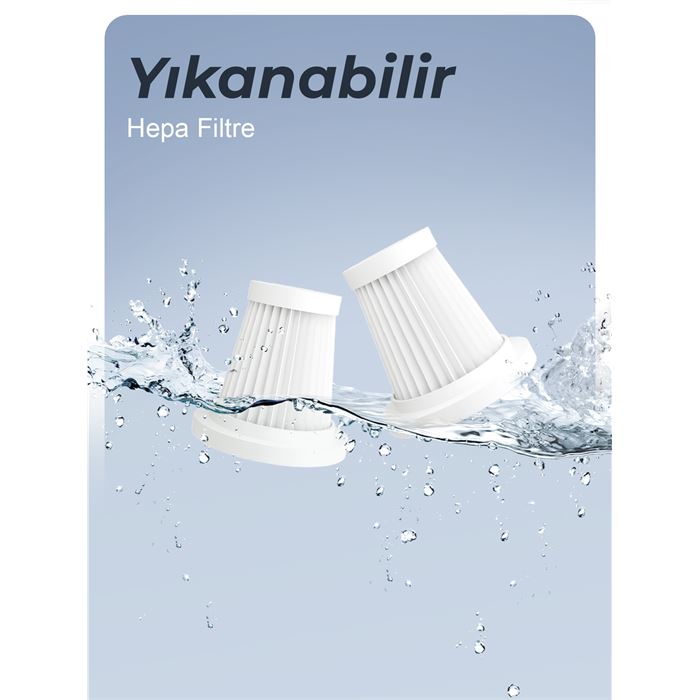 Auhma AHV-02 Kablosuz Araç İçi Süpürge Mor | 17000PA Güçlü Vakum | Fırçasız Motor | Üfleme & Vakum Özellikli | 9 Başlık + Type-C Kablo
