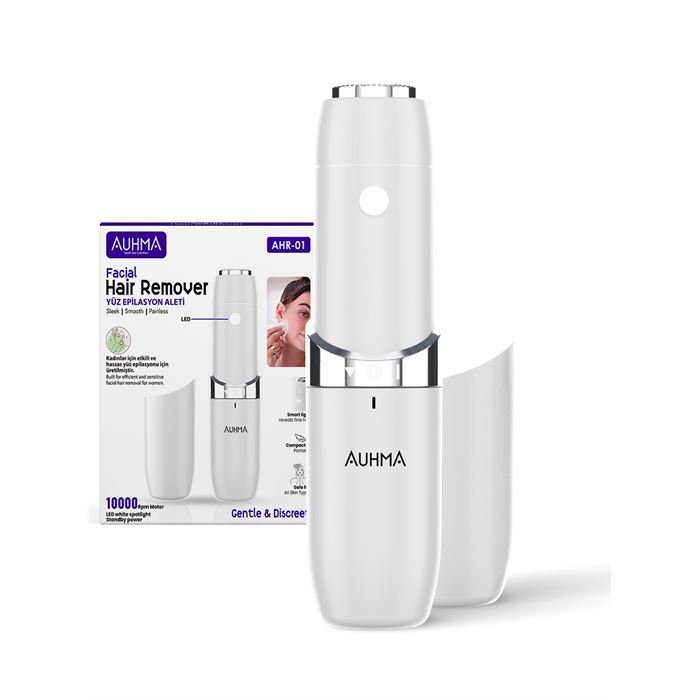Auhma AHR-01 Yüz Epilasyon Aleti | Acısız Kadın Yüz Tüyü Temizleyici | Taşınabilir Tıraş Makinesi – 10.000RPM, LED Işıklı