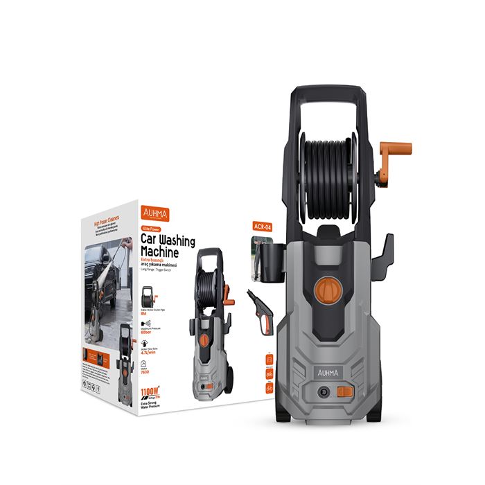 Auhma ACR-04 Extra Basınçlı Araç Yıkama Makinesi | 60 Bar 1100W Yüksek Basınçlı Yıkama | Köpük Tabancalı + 8m Hortumlu