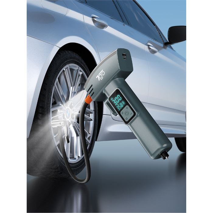 7GO 7A1 Hava Pompası | 150 PSI Ultra Basınç | 4000mAh Batarya | LED Işıklı & LCD Ekranlı Taşınabilir Kompresör
