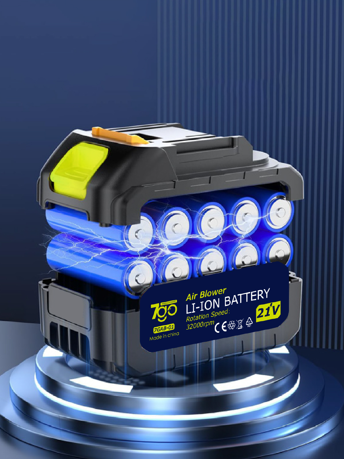 7GO 7GAB01 21V Kablosuz Hava Üfleyici | 32.000RPM Turbo Fan, 12.000mAh Batarya, Bahçe & Araç Kurutma, Toz Temizleme