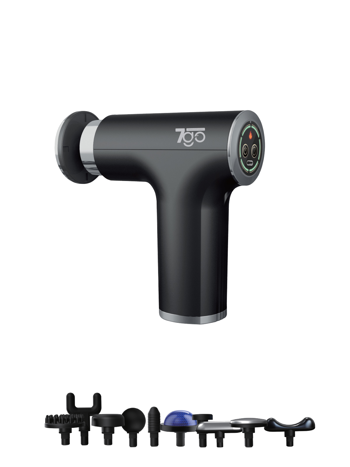 7GO 7GMG2 Sıcak & Soğuk Başlıklı Masaj Tabancası – 10 Başlık, 6 Kademeli, 1800mAh Lityum-İyon Pil