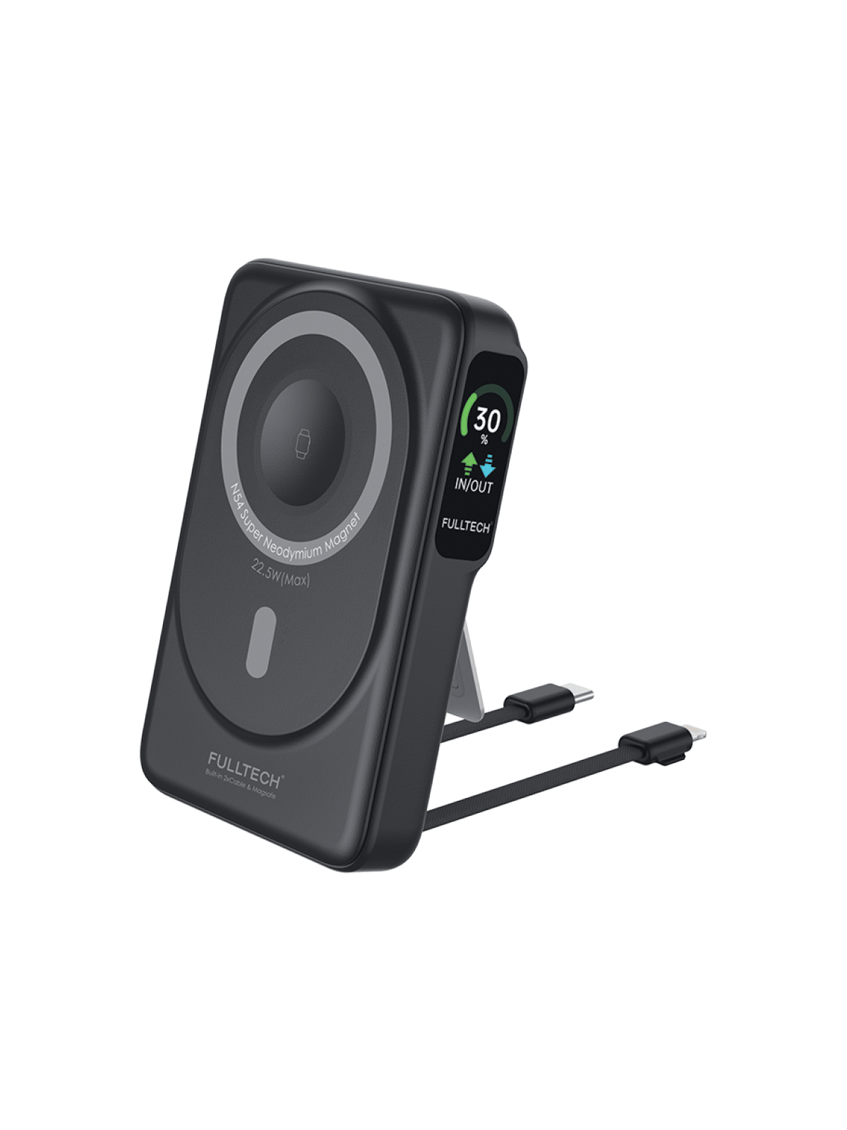 Fulltech FP22 10.000mAh 15W MagSafe Standlı Wireless Powerbank | Hızlı Şarj, Çift Çıkış, Dahili Kablo