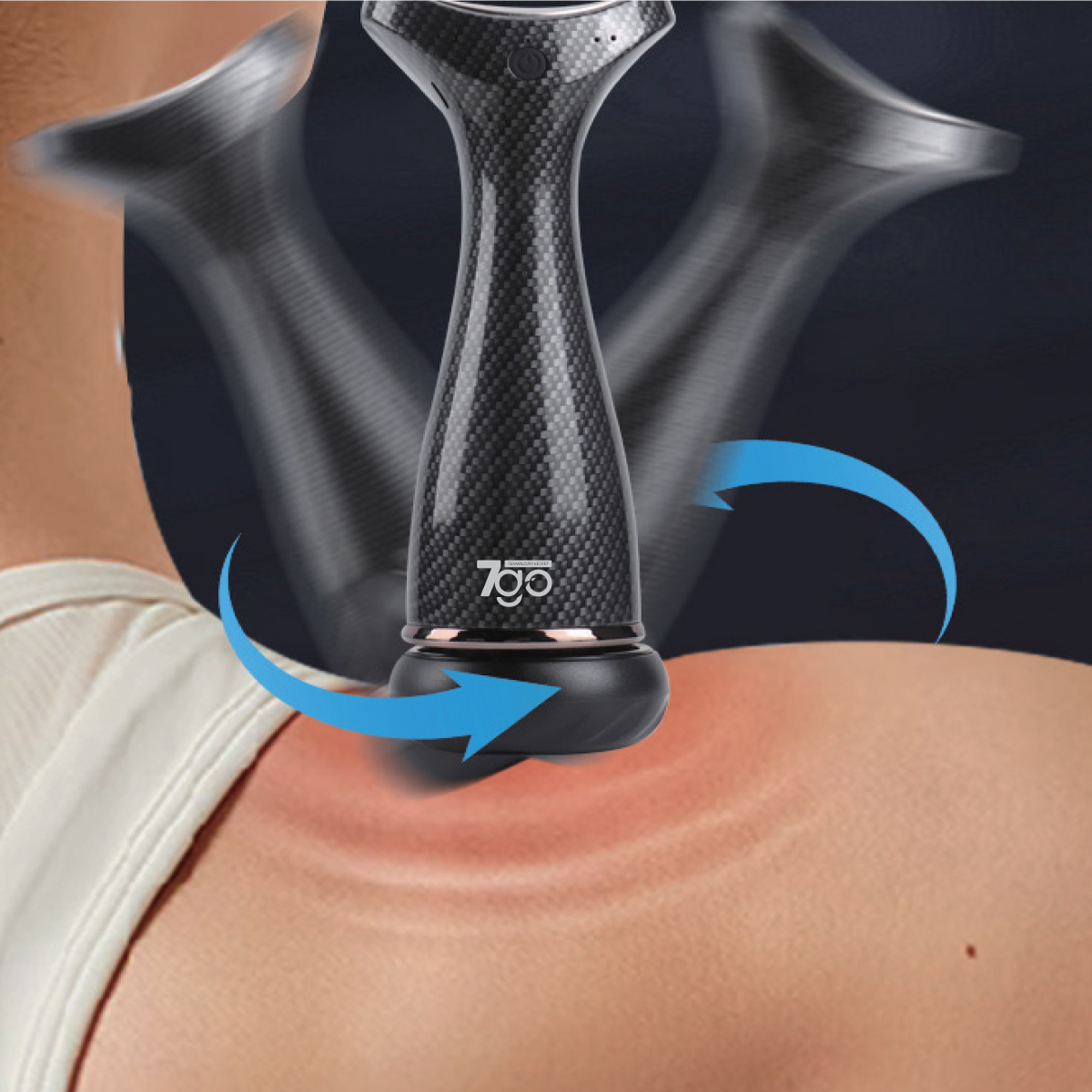 7GO 7GMG4 Sıcak Kompresli Masaj Tabancası | 4 Başlık, 4 Kademe, Sessiz & Derin Masaj, 1500mAh Şarjlı