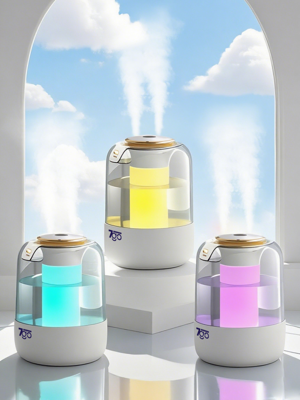 7GO 7G-UHD1 Ultrasonik Çift Çıkışlı Hava Nemlendirici | 2L Su Kapasiteli, USB-C, LED Işıklı, Sessiz Nano Buhar Teknolojisi