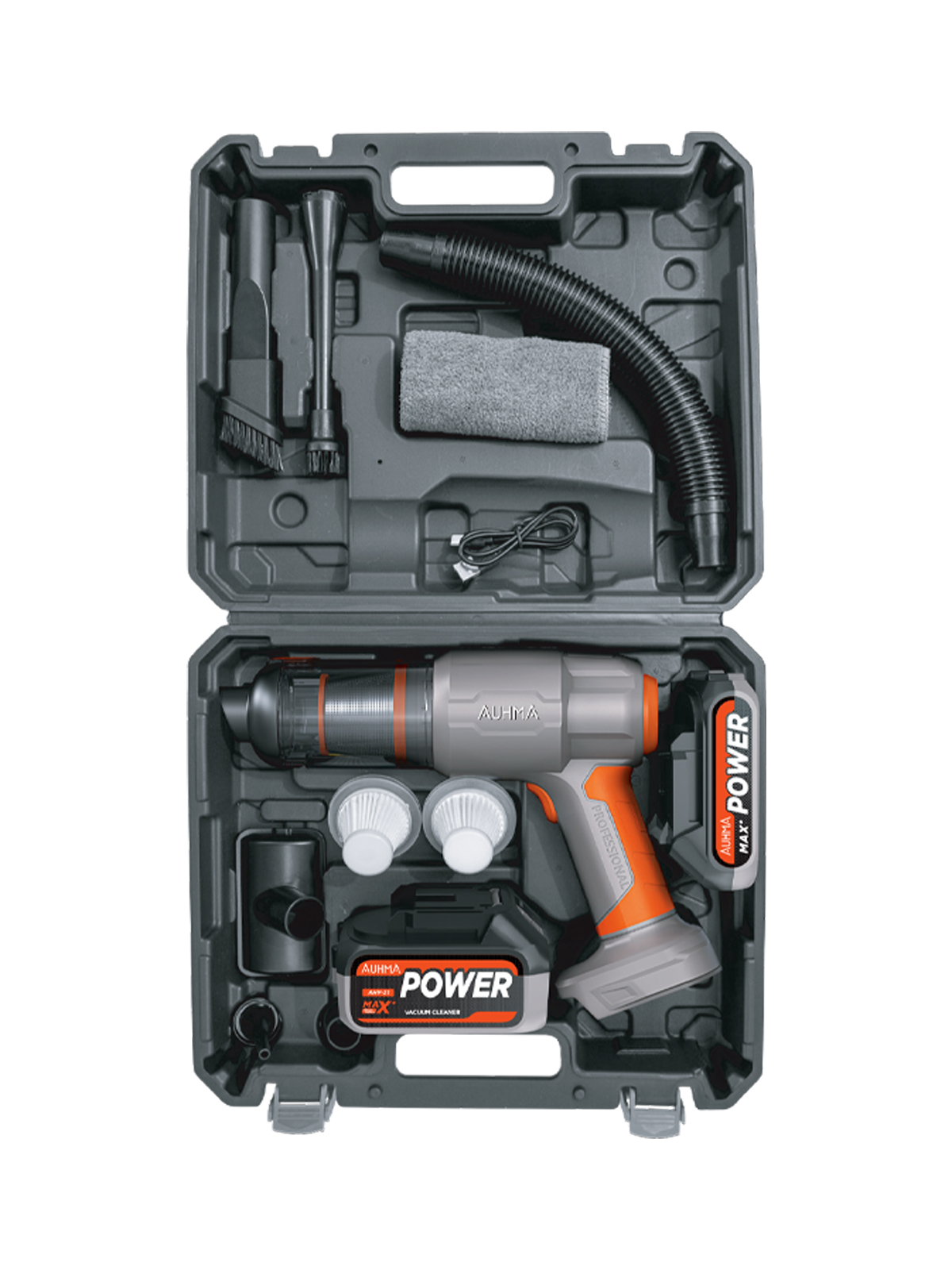 Auhma AHV-21 20.000Pa Şarjlı Araç Süpürgesi ve Hava Üfleyici - Çift Bataryalı Profesyonel Set