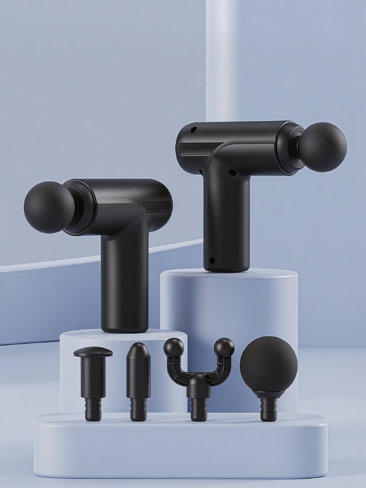 7GO 7GMG6 Mini Masaj Tabancası – 4 Başlık, 6 Kademe, 24W Güç, 1200 mAh Şarjlı Titreşimli Kas Masaj Aleti