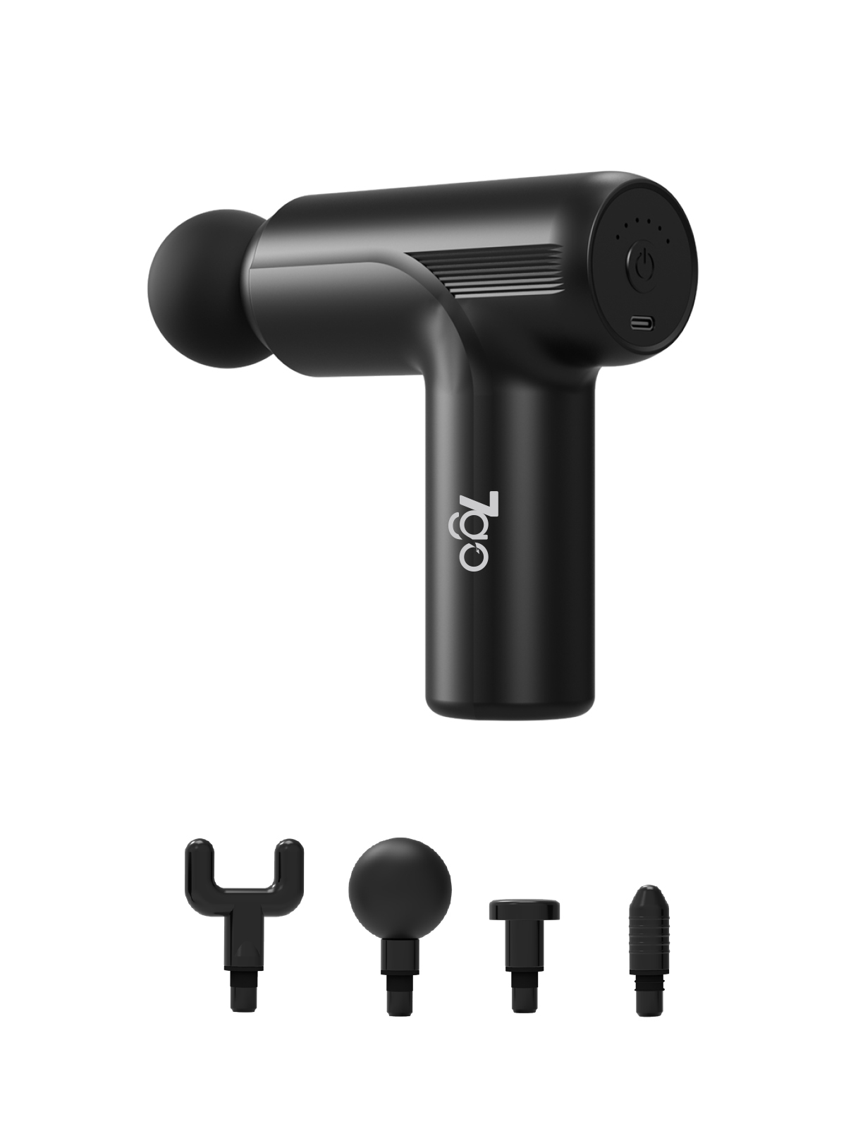 7GO 7GMG6 Mini Masaj Tabancası – 4 Başlık, 6 Kademe, 24W Güç, 1200 mAh Şarjlı Titreşimli Kas Masaj Aleti