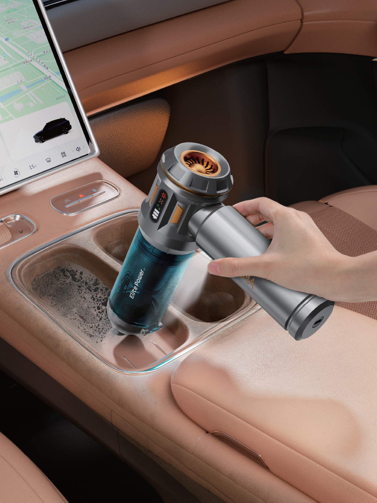 Auhma AHV-24 LIMITED EDITION Mavi – 20.000PA Brushless Kablosuz Araç İçi Basınçlı Üfleme & Çekme Süpürgesi | 126.800 RPM, 7800mAh, Hepa Filtre, 3 Mod, Pro Üfleme–Şişirme Fonksiyonu