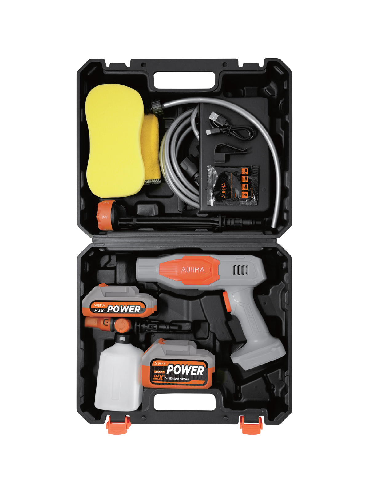 AUHMA ACR-07 21V Akülü Basınçlı Oto Yıkama Makinesi – 203 PSI, Çift Bataryalı, Fırçasız Motor, Taşınabilir Yüksek Basınçlı Su Tabancası