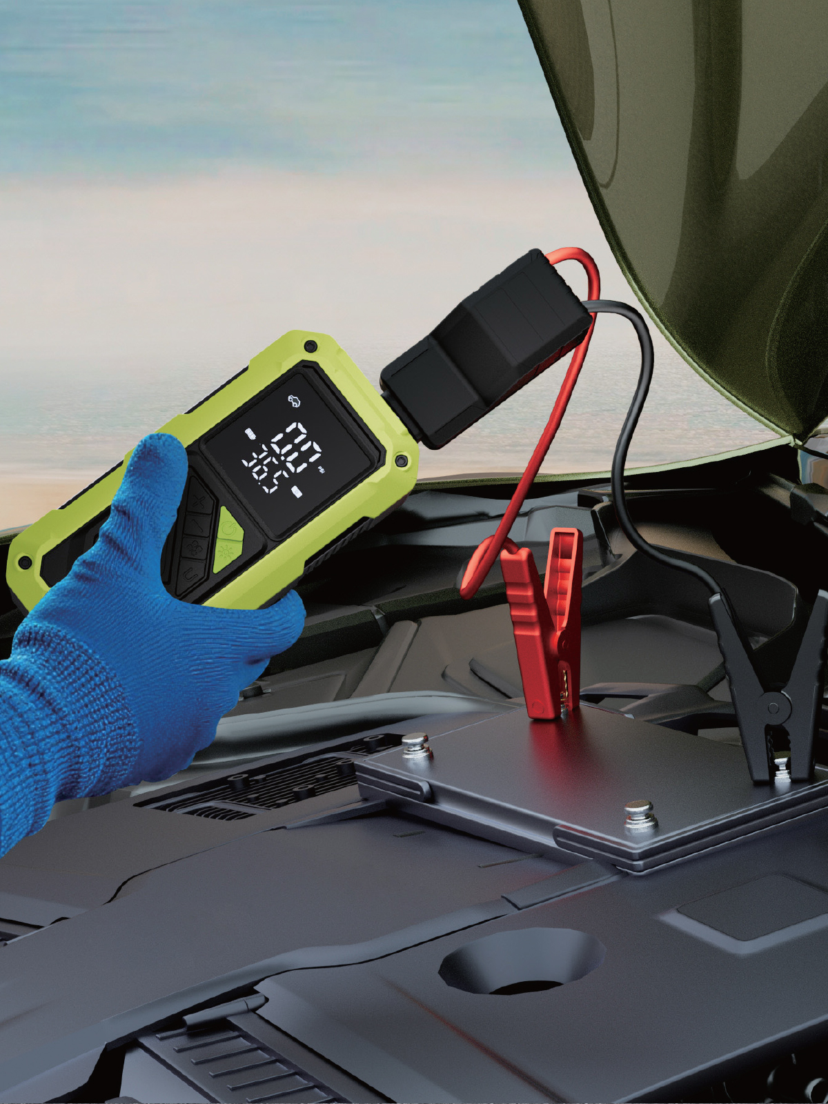 7GO 7A4 Akü Takviyeli Hava Pompası & Jump Starter 10000mAh Powerbank – Çok Fonksiyonlu Araç Destek Cihazı