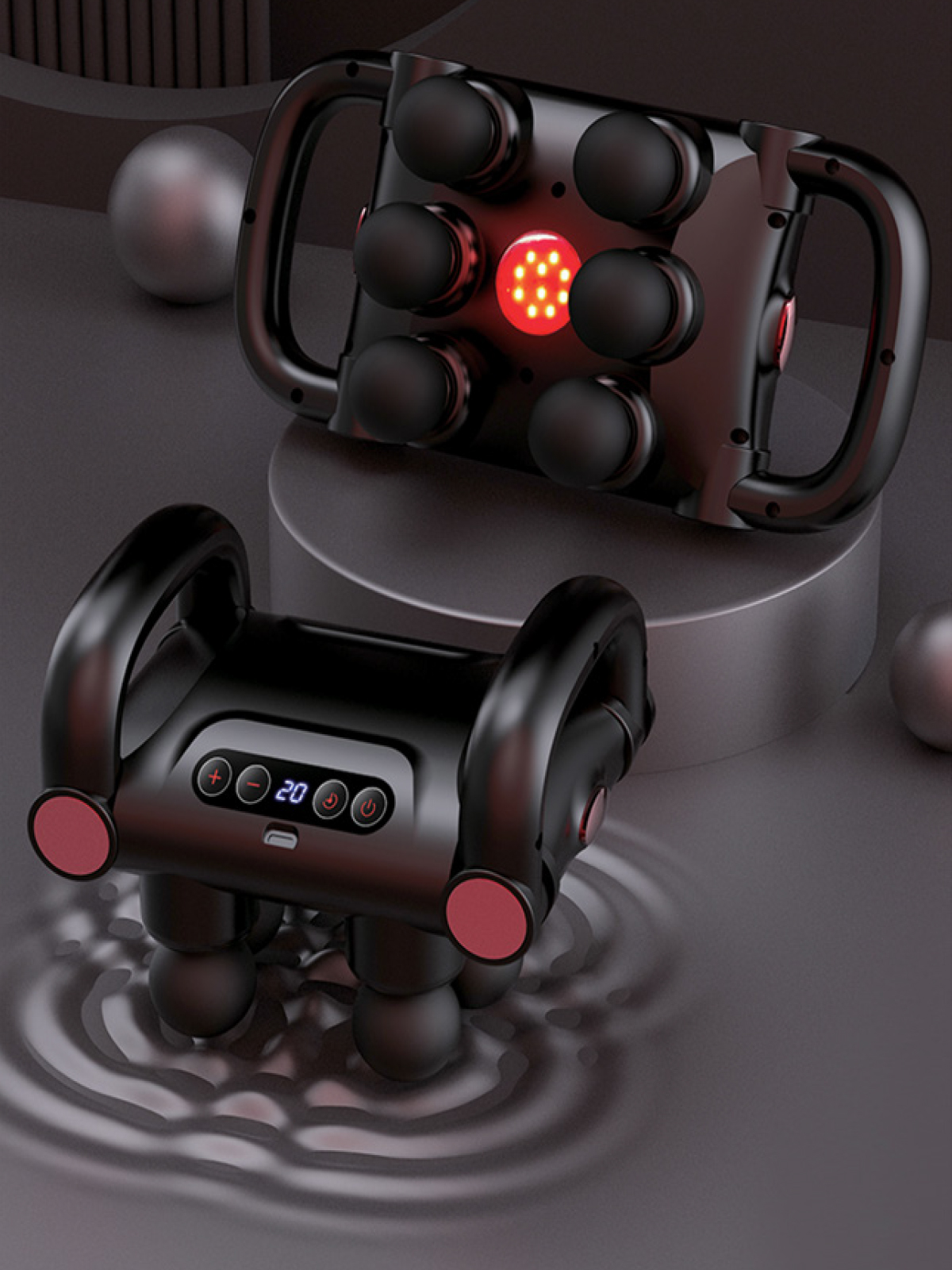 7GO 7GMG5 Isıtmalı Masaj Tabancası – 6 Başlıklı, 5 Modlu, 20 Kademeli, LCD Ekranlı Titreşimli Masaj Aleti