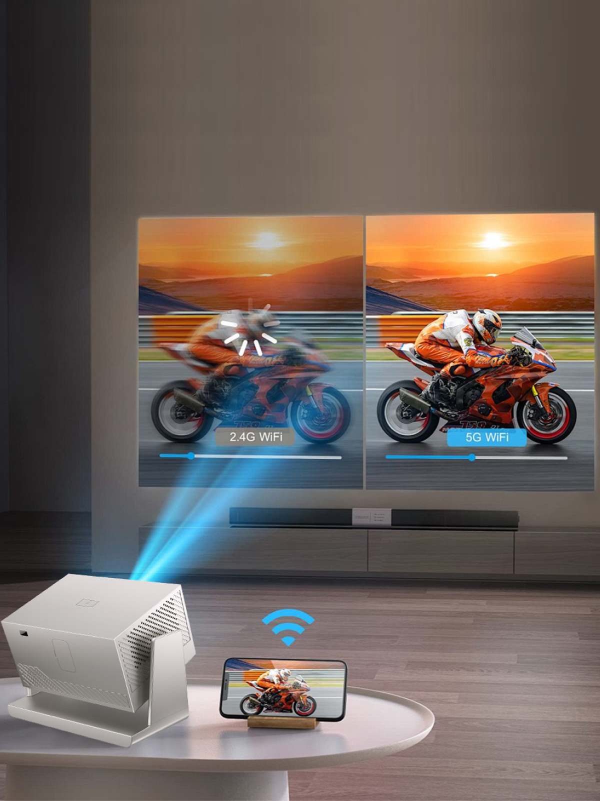 Auhma APR2 Autofocus 4K Destekli Akıllı Android Projeksiyon Cihazı – Elektrikli Odaklama ve Çift Bant Wi-Fi