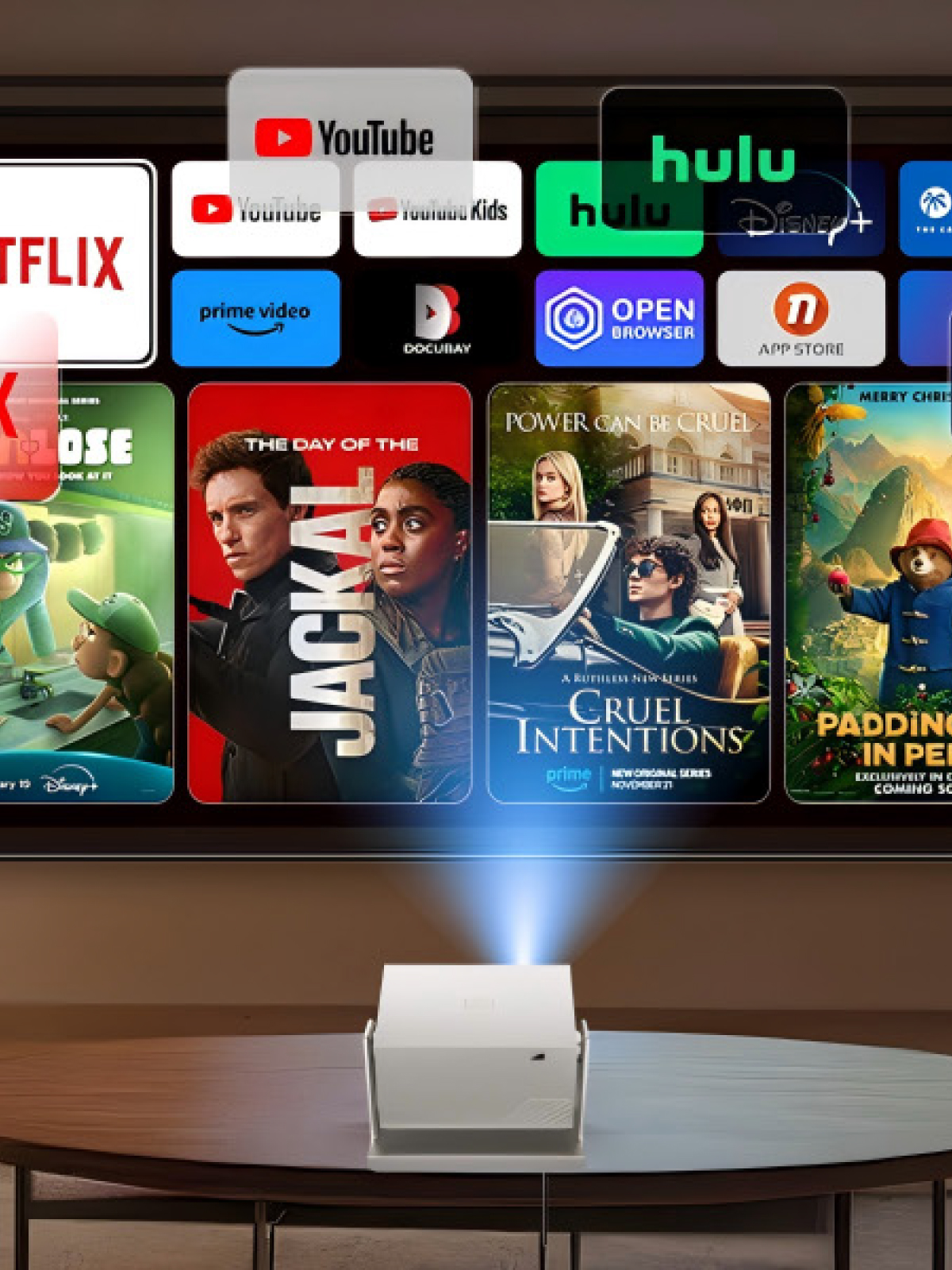 Auhma APR2 Autofocus 4K Destekli Akıllı Android Projeksiyon Cihazı – Elektrikli Odaklama ve Çift Bant Wi-Fi