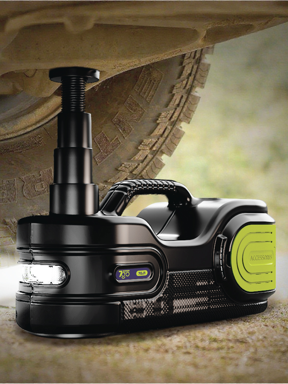 7GO 5 Ton 4in1 Profesyonel Elektrikli Hidrolik Kriko Seti - 12V Ultra Lift Kaldırma + Dijital Kompresör + Darbeli Bijon Sökme + LED Fener (Full Aksesuarlı Yol Yardım Kiti)