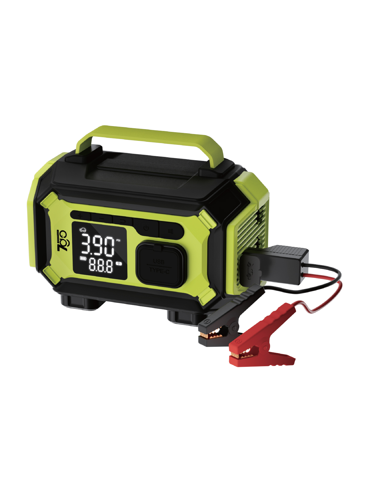 7GO 7A5 4-in-1 Akü Takviye Cihazı & Hava Kompresörü – 150 PSI Şarjlı Lastik Şişirme Pompası 12000mAh Powerbank & Fener